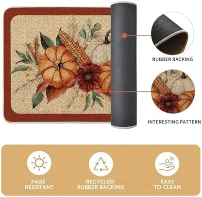 Artoid Mode Corn Fall Kitchen Mats Set of 3-17"x29"+17"x36"+17"x47"