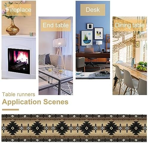 Aztec Southwest Table Runner,Ethnic Style Design Geometric Table Runners Table Setting Decor for Garden Farmhouse Wedding Party Holiday Dinner Home 13x36 Inch