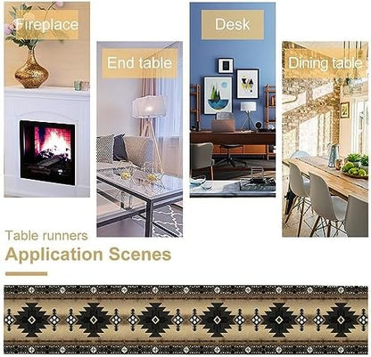 Aztec Southwest Table Runner,Ethnic Style Design Geometric Table Runners Table Setting Decor for Garden Farmhouse Wedding Party Holiday Dinner Home 13x36 Inch