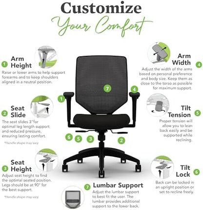 HON Solve Ergonomic Office Chair, Lumbar Support, Desk Chair, Peacock