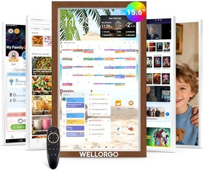 Digital Calendar 2026, 15.6-inch Electronic Calendar for Wall, Touch Screen Smart Digital Planner with Kids' Chores Chart/Meal Plan/Streaming Services/Photo Display, Remote Control Supported