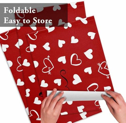 Red Valentine's Day Placemats Set of 4, Valentines Love Heart Heat Resistant Washable Table Place Mats Cotton Table Linens Party Holiday Decorations for Home Kitchen Dining Table Outdoor Indoor,