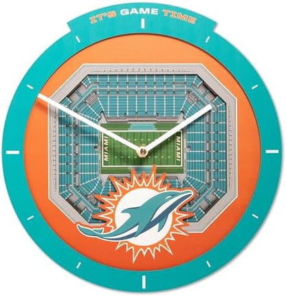 YouTheFan NFL Miami Dolphins StadiumView 3D Wall Clock