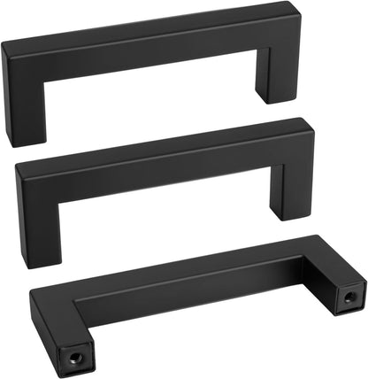 goldenwarm 35 Pack 3.5 INCH Black Square Bar Cabinet Pull - Drawer Handle Stainless Steel Modern Hardware for Kitchen and Bathroom Cabinets Cupboard,Center to Center 3-1/2in (90mm) Cabinet Pulls