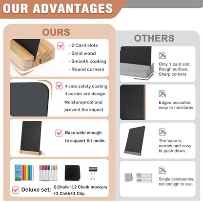 SELEAD Small Chalkboard Words Sign with Wooden Stand - 2 Pack 8x12 Inch