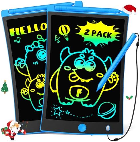 TEKFUN 2 Pack LCD Writing Tablet with Stylus, 8.5in Erasable Doodle Board Mess Free Drawing Pad for Kids, Car Trip Educational Toys Birthday Christmas Gift for 3 4 5 6 7 Girls Boys (2*Blue)