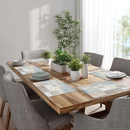 Batmerry Taupe Squares Texture Linen Placemats Set of 8, Grey and Beige Abstract Painting Washable Table Mats for Kitchen Table Thickened Heat Insulation Dining Set Indoor Outdoor 12X18 in
