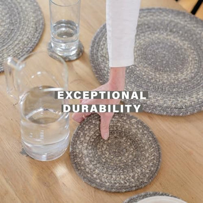 Homespice Grey Cloud Jute Braided Placemats, Rect 13x19 Set of 4