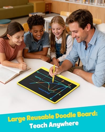 TEKFUN LCD Writing Tablet for Adults, Large Doodle Board, 16 Inch Colorful Drawing Tablet Writing Pad, Toddler Toys for 3 4 5 6 7 8 9 Year Old Girls Boys Teen, Birthday Gifts for Kids (Yellow)