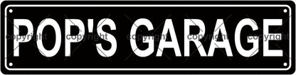 POP'S GARAGE Space Metal Tin Street Sign Bar Cafe Garage Cave Home Room Wall Bathroom Farmhouse Garden Porch Patio Decor, 16 x 4 Inch