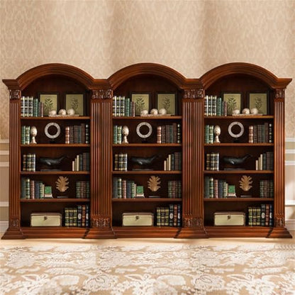 Sepia Timber Vertical Closed Back Organizer Shelf with 3/4/5 Shelves American Bookcase Retro Study Multi-Layer Bookshelf Storage Unit Floor-Standing Shelf Home Use Brown 51" L x 18" W x 87" H