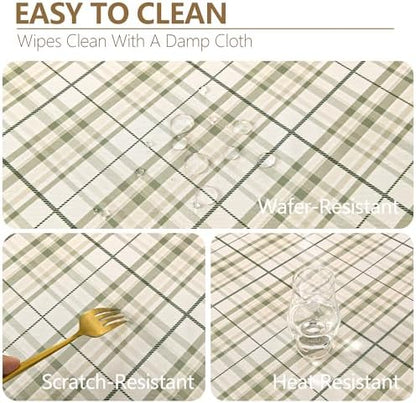 DWCN Checkered Tablecloth, 60 x 120 Inch, Rectangular, Sage Green and White
