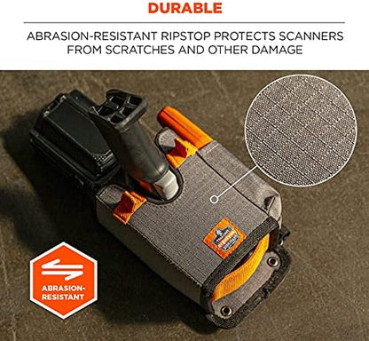 Ergodyne Squids 5543 Barcode Scanner Holder Equipment Mount for Gun Grip Mobile Computers, Handheld Bar Code Scanners, Fastener Straps to Attach to Forklift Gray Small