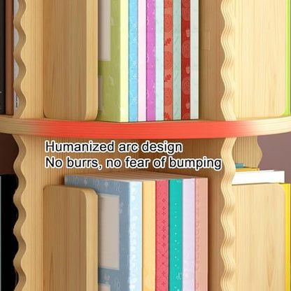 GAMAK Rotating Bookshelf Kids Bookshelf with Storage Small Bookshelf 360 Display 2-4 Tier Floor Standing Bookcase Used in Bedrooms Study Room (Size : Straight Edge, Color : Four)
