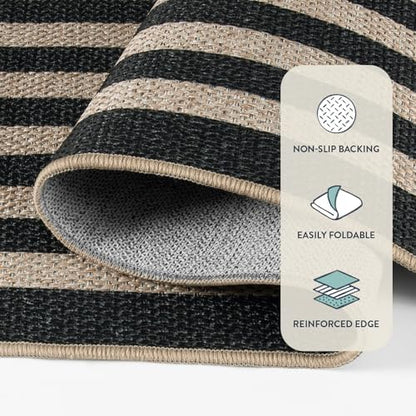 Lahome Modern Geometric Easy Jute Outdoor Rug, 5x7 Patio Living Room Rug
