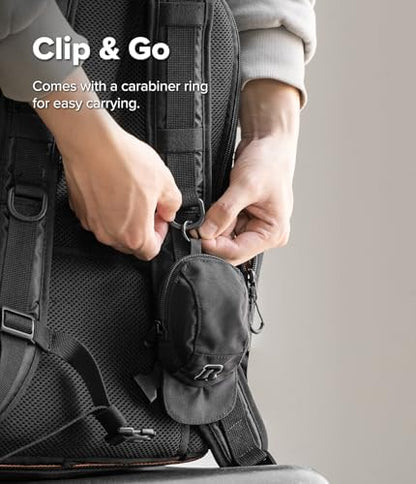 Ringke Mini Pouch Cap with Carabiner, Small Bag for Universal Wireless Ear Buds, Durable Waterproof Keychain Accessories Compatible with AirPods Pro 3rd Generation and AirPods 4 Case - Black