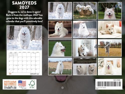 Samoyed Calendar 2027 Monthly Wall Calender 12 Month
