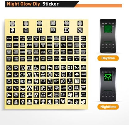 Nilight 3 Gang Rocker Switch Panel SPST On Off 5PIN Electrical Toggle Green