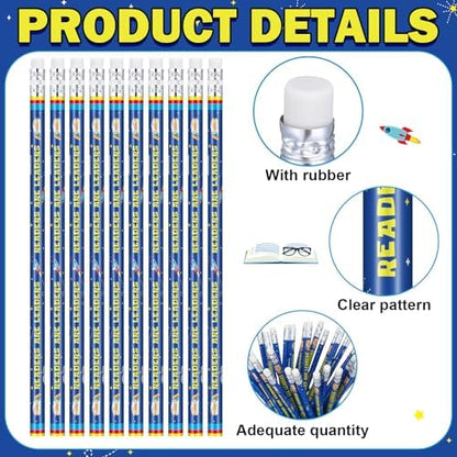 Tenceur 100 Pcs Readers are Leaders Pencils with Erasers Bulk 7.3 Inches Student Incentives Recognition Education Award Prize for Teacher School Classroom Reward Supplies