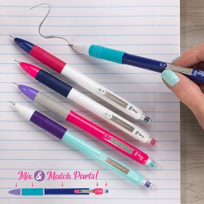 Zebra Pen Z-Grip Mechanical Pencil, 0.7mm #2, White Opaque Barrels, 12-Pack