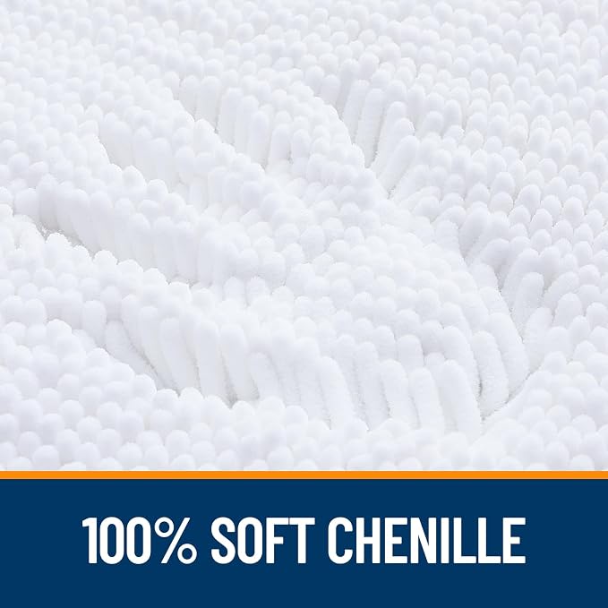 OLANLY Large Bathroom Rugs 44x32, Extra Soft Absorbent Chenille Bath Rugs, Rubber Backing Quick Dry, Machine Washable Bath Mats for Bathroom Floor, Tub and Shower, Home Decor Accessories, White