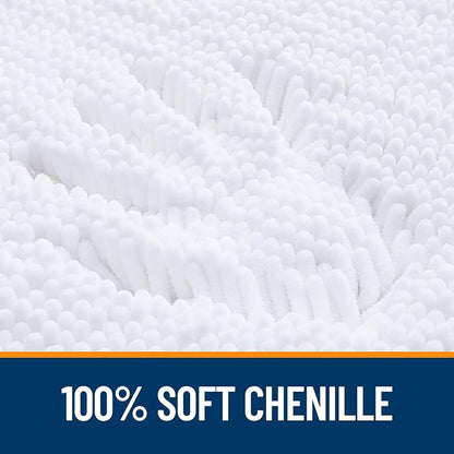 OLANLY Large Bathroom Rugs 44x32, Extra Soft Absorbent Chenille Bath Rugs, Rubber Backing Quick Dry, Machine Washable Bath Mats for Bathroom Floor, Tub and Shower, Home Decor Accessories, White