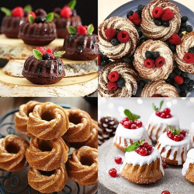 Tongjude 48 Pieces Donut Mold, 2.75" Diameter 0.98" Deep Mini Reusable Baking Cups, Non-Stick, 4 Shape Silicone Molds, Heat Resistant Bakeware for Bagel, Muffin, Jello and Cake Baking