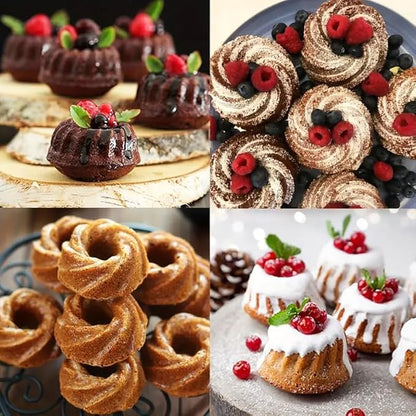 Tongjude 48 Pieces Donut Mold, 2.75" Diameter 0.98" Deep Mini Reusable Baking Cups, Non-Stick, 4 Shape Silicone Molds, Heat Resistant Bakeware for Bagel, Muffin, Jello and Cake Baking