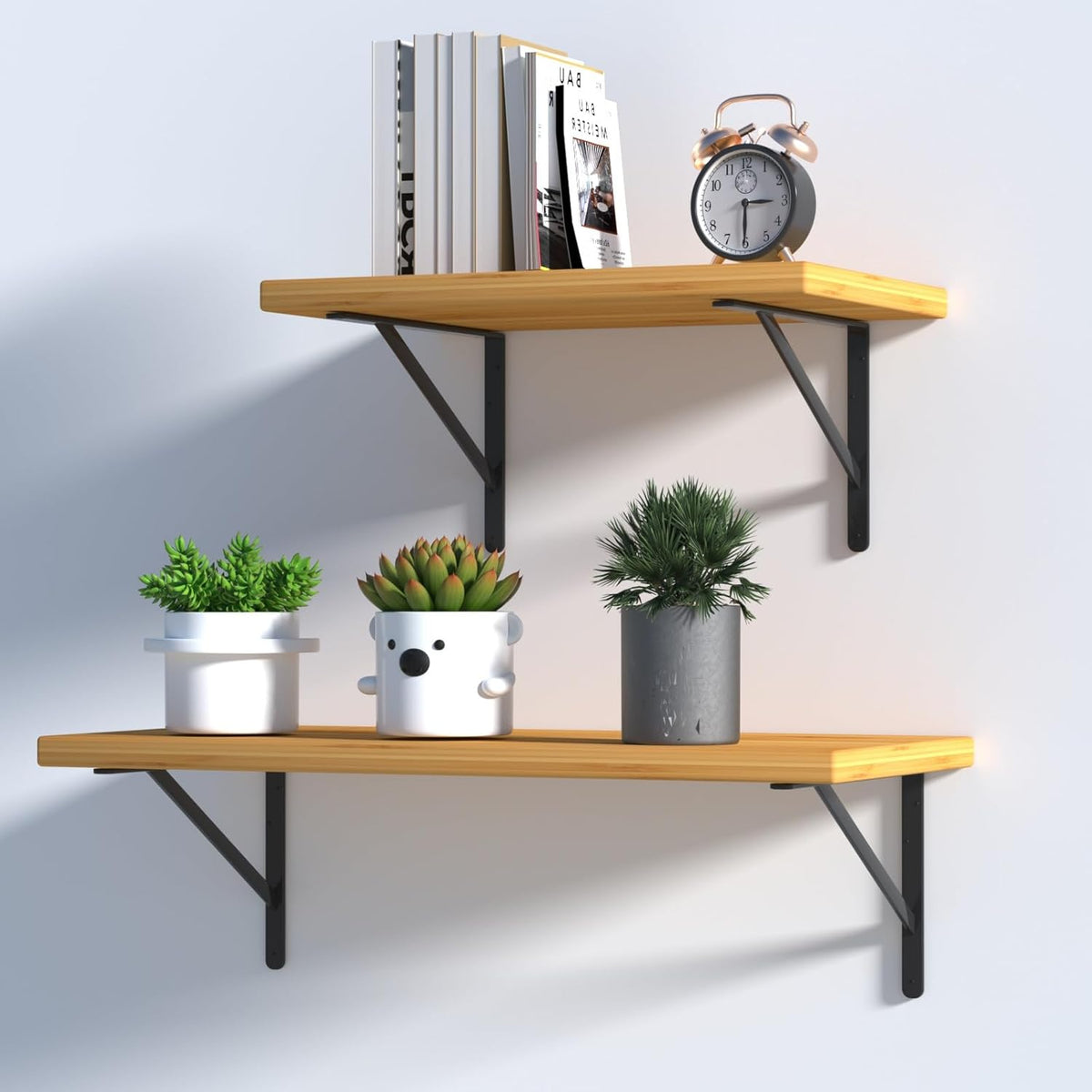 20 Pack L12 x H 8" Black Heavy Duty Shelf Brackets with Screws Metal Shelf Brackets Shelf Support Angle Brackets for Shelves L Brackets Heavy Duty Floating Shelf