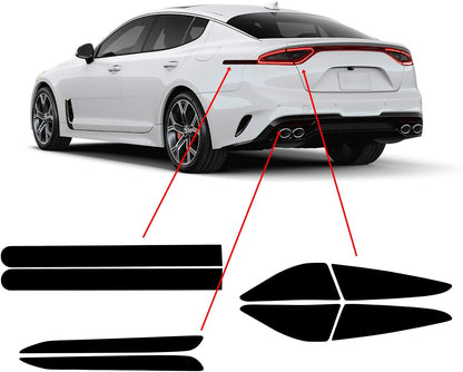 BOGAR TECH DESIGNS Tail Light Sidemarkers Rear Reflectors Lamp Precut Tint Kit Compatible with and Fits Kia Stinger GT (ONLY) 2018-2021, Dark