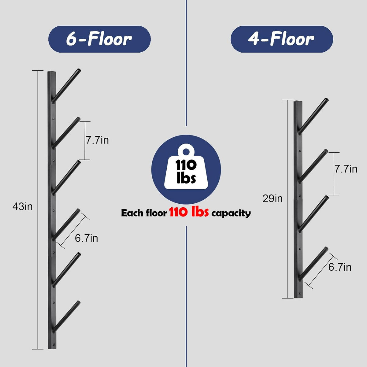 Skateboard Rack Wall Mount – Skateboard Wall Hanger, Snowboard Display Wall Mount, Ski Holder | 6-Floor Skateboard & Ski & Snowboard Storage Rack | Snowboard & Ski Lover Gifts