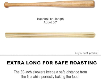 HOPELF 30" Natural Bamboo Skewers Sticks for Marshmallows，S'Mores，BBQ，Kabob，Grilling，Barbecue，Roasting，Camping.More Size Choices 6"/8"/10"/12"/14"/36"(100 PCS)