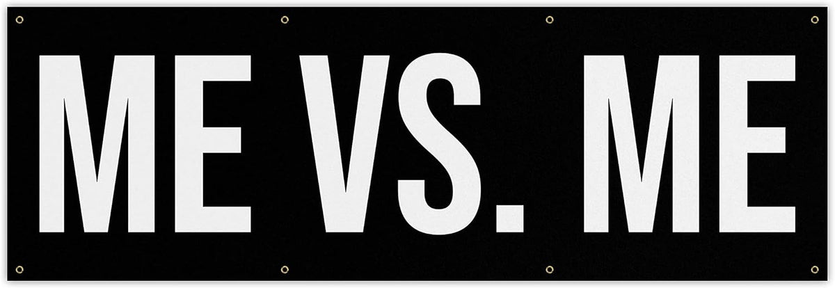 Damdekoli Me Vs Me Banner - Motivational Home Gym Decor - Large Quote Wall Art - Weightlifting - Inspirational (36 x 12 Inches)
