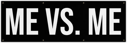 Damdekoli Me Vs Me Banner - Motivational Home Gym Decor - Large Quote Wall Art - Weightlifting - Inspirational (36 x 12 Inches)