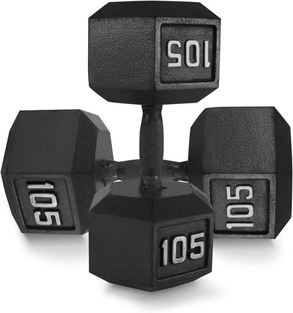 WF Athletic Supply Cast Iron Solid Hexagon Gray/Black Dumbbells, Strength Training Free Weights Set of 2 for Women and Men, Hand Weights Sold by Pairs, Multi-Select Size Options Available