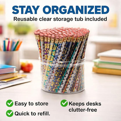 Anderson's Paw Print Pencil Tub, Bulk #2 Pencils for Animal Shelters, School Stores & Pet Events, Fun Assorted Colors for Teachers, Vets & Community Giveaways, 144 Pack