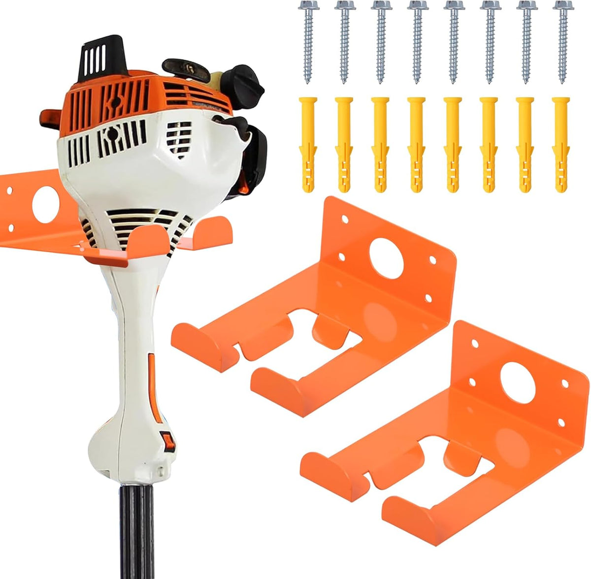Weeding Machine Wall Mounted Hanger, Garage Organization Manager Storage shed Wall Rack, Suitable for Stihl Electric Tools, Hedge Trimmer, Lawn Mower, Garage Wall, Garden Trimmer Hanger (2-Piece Set)