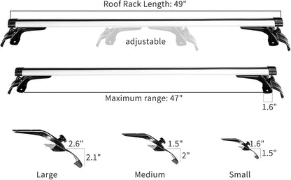50" Universal Rooftop Crossbars,Adjustable Locking Luggage Crossbars Compatible for Car Pickups Without Any Types of Side Rails
