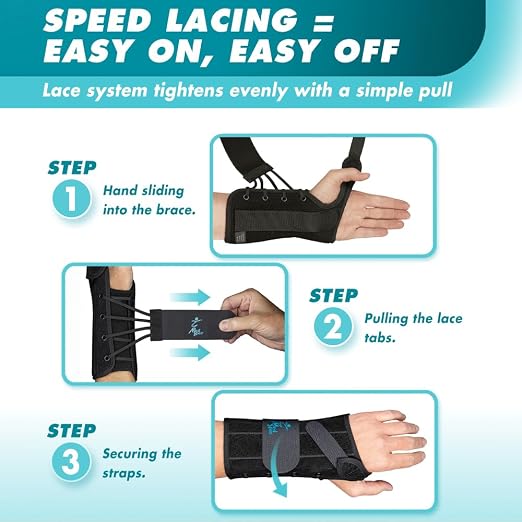 Med Spec 8" Wrist Lacer Support Brace Carpal Tunnel Left Hand XX-Small | Adjustable Lace-Up Design Delivers Breathable Secure Fit With Customizable Compression for Lasting Comfort & Support. 223929