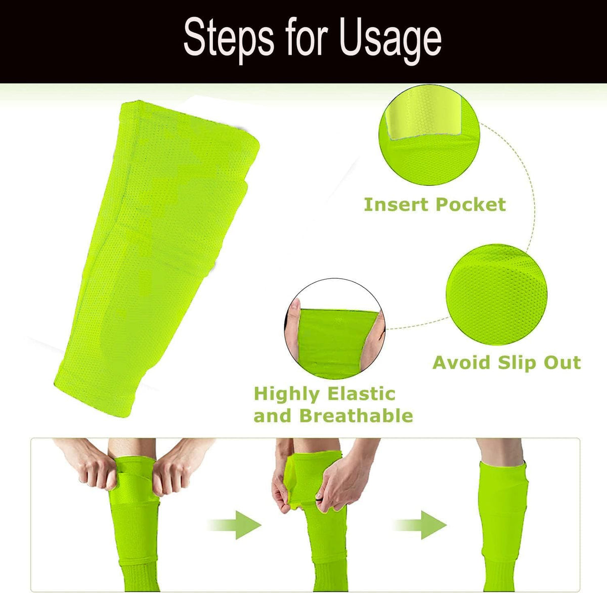 Soccer Shin Guards for Kid Youth Teen Adult - Shin Guards Sleeves with Inserted Pocket Cushion Protection Reduce Shocks and Injuries for TeamSports