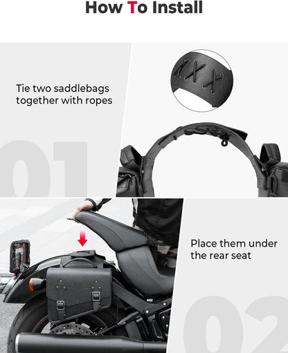 KEMIMOTO Motorcycle Saddlebags Leather Side Bags 12L Compatible with Sportster 883 1200 Softail Low Rider S Cruiser Dyna V-star Shadow Vulcan Rebel