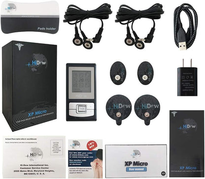 HiDow XP-Micro 8 Modes TENS EMS Combo Dual Channel Muscle Stimulator Pulse Massager for Pain Relief Physical Therapy