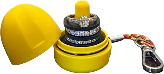 RING THING - Ring Holder Keychain, Jewelry Organizer and Storage, Portable Waterproof Ring Holder, Pill Box Keychain Container, Gym Accessory, and Travel Ring Case (Daisy Yellow)