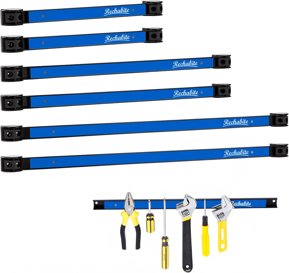 12" 18" 24" Magnetic Tool Holder Strip, Blue Magnet Bar, Metal Tool Organizer Rack for Garage Organization, Easy To Install in Workshop, Mounting Screws Included