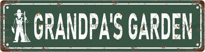 GRANDPA'S GARDEN Vintage Metal Tin Sign, Street Sign, Home Decor, Room Decor, Wall Decor, Bathroom Decor, Bar Decor, Cafe Decor, Garage Decor, 16 x 4 Inch