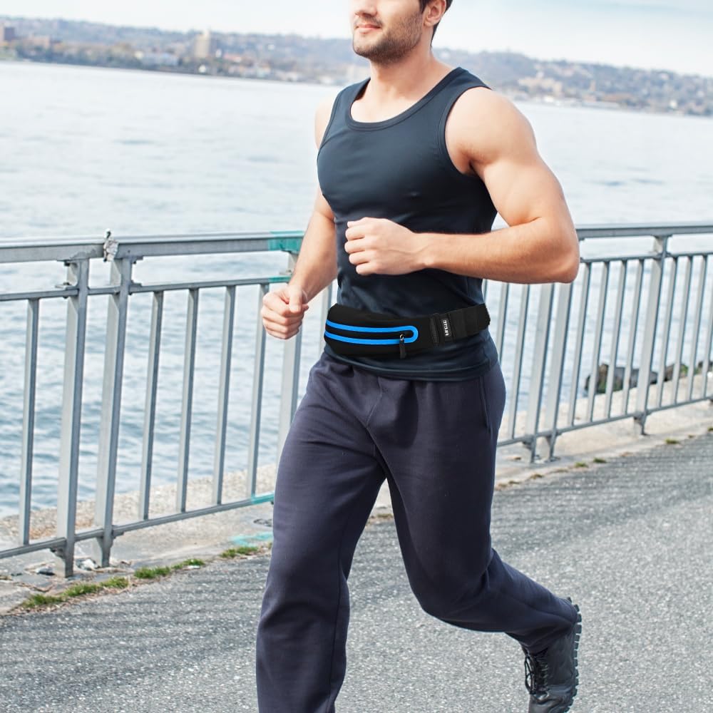 Running Belt Fanny Pack, Running Waist Pack for Women & Men USA Patented Hands-Free Reflective Runner Pouch Belt Fitness Workout Bag No-Bounce Adjustable Sport Travel Fanny Pack Cell