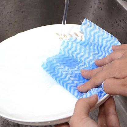 Blue Disposable Kitchen Cleaning Towel Heavy Duty Cleaning Rags Disposable Dish Cloths 50 Count/Pack
