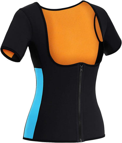 NonEcho Women Sauna Body Shaper Sweat Suit Sleeve Spa Cami Hot Neoprene Slimming Workout Vest Waist Trainer Top