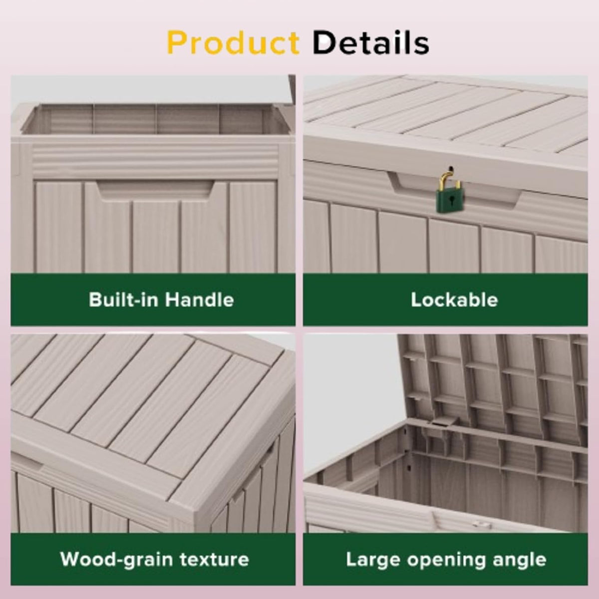 45 Gallon Lockable Resin Deck Box, Waterproof & UV-Resistant Outdoor Storage Box for Outdoor Cushion Storage, Garden Tools & Pool Accessories Storage, Gray