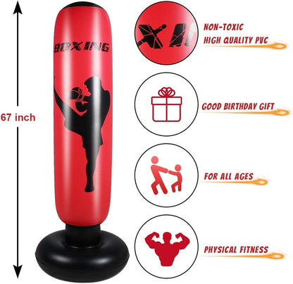 Punching Bag for Kids, Free Standing Boxing Bag for Bounce Back Focus Punching Bag for Practicing Karate, Taekwondo, De-Stress Boxing Bag for Kids.